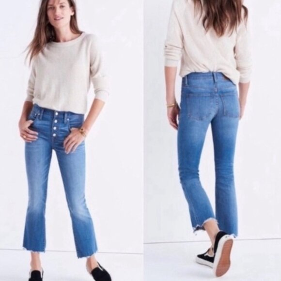 Madewell Cali Blue Boot Cut Raw Hem 35 JeansSize 16